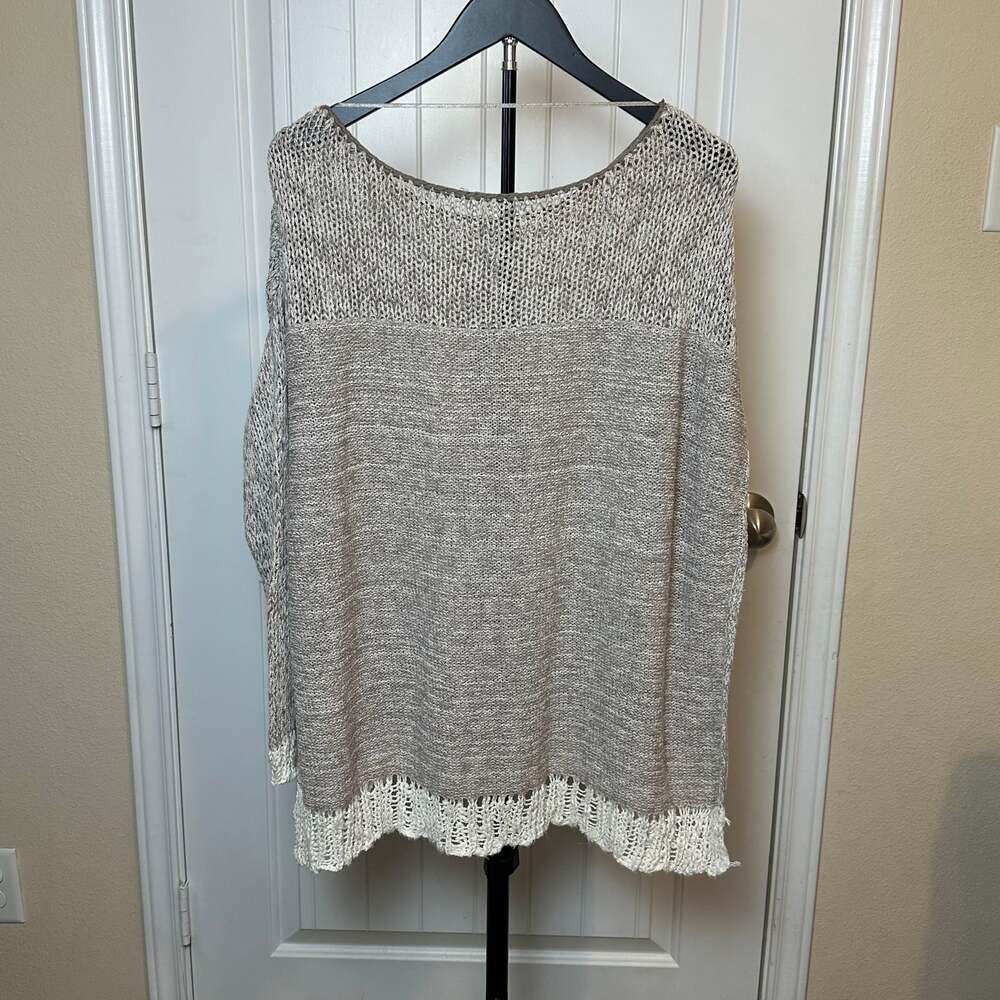 Free People Womens S Haiku Sweater Knit Crochet Trim Beige Ivory Boho - Picture 5 of 8